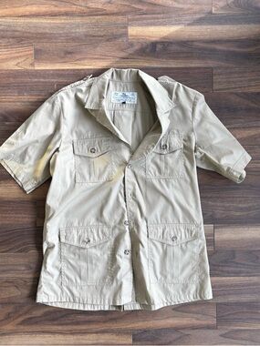 Vintage “Give ‘Em Hell” Tilley Men's Short-Sleeve Safari Jacket in Khaki